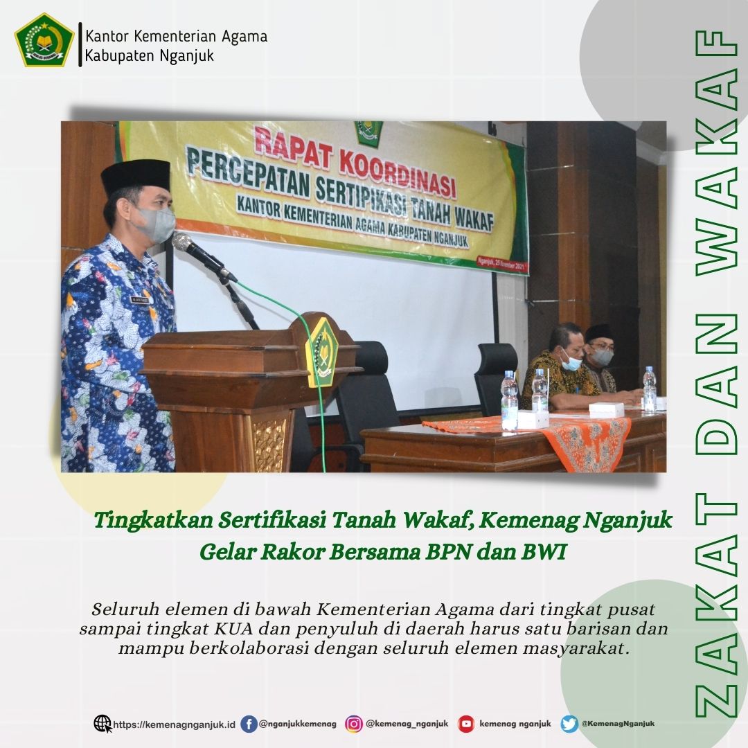 Tingkatkan Sertifikasi Tanah Wakaf, Kemenag Nganjuk Gelar Rakor Bersama BPN dan BWI