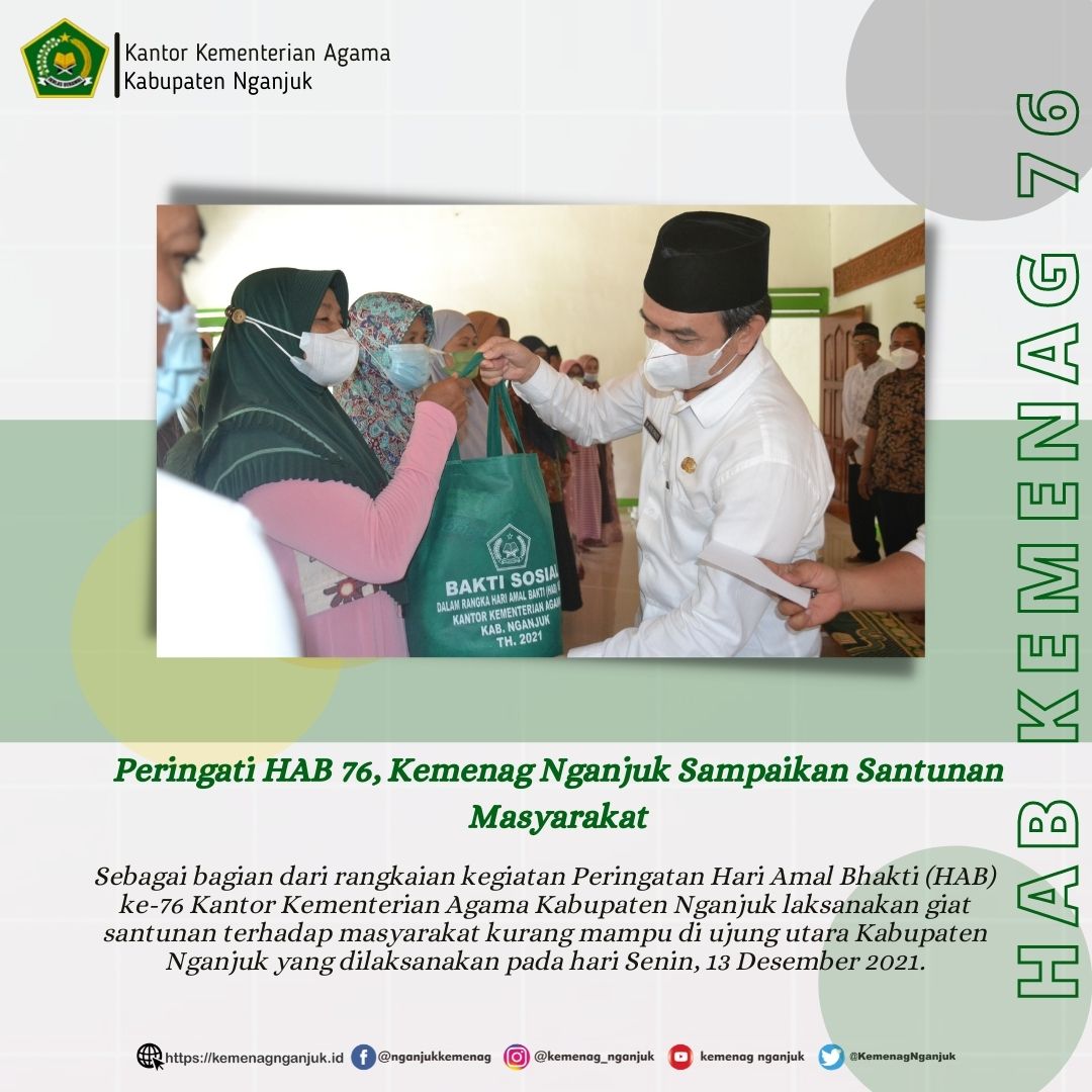 Peringati HAB 76, Kemenag Nganjuk Sampaikan Santunan Masyarakat
