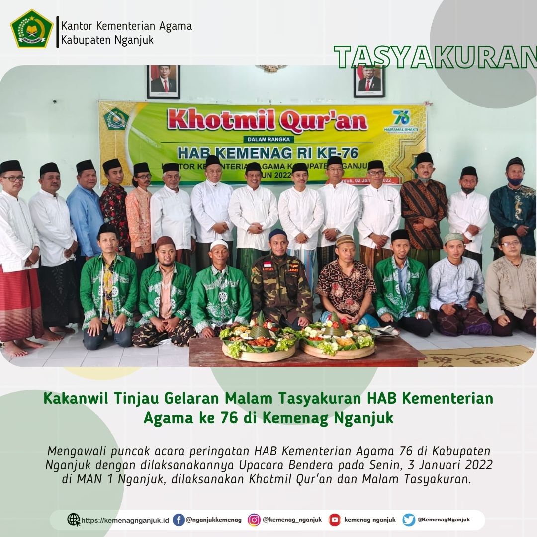 Kakanwil Tinjau Gelaran Malam Tasyakuran HAB Kementerian Agama ke 76 di Kemenag Nganjuk