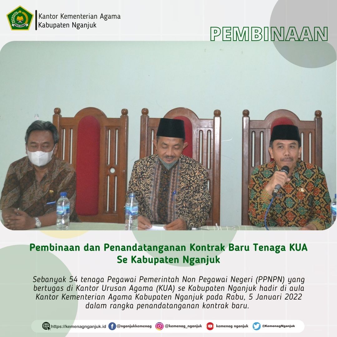 Pembinaan dan Penandatanganan Kontrak Baru Tenaga KUA Se Kabupaten Nganjuk
