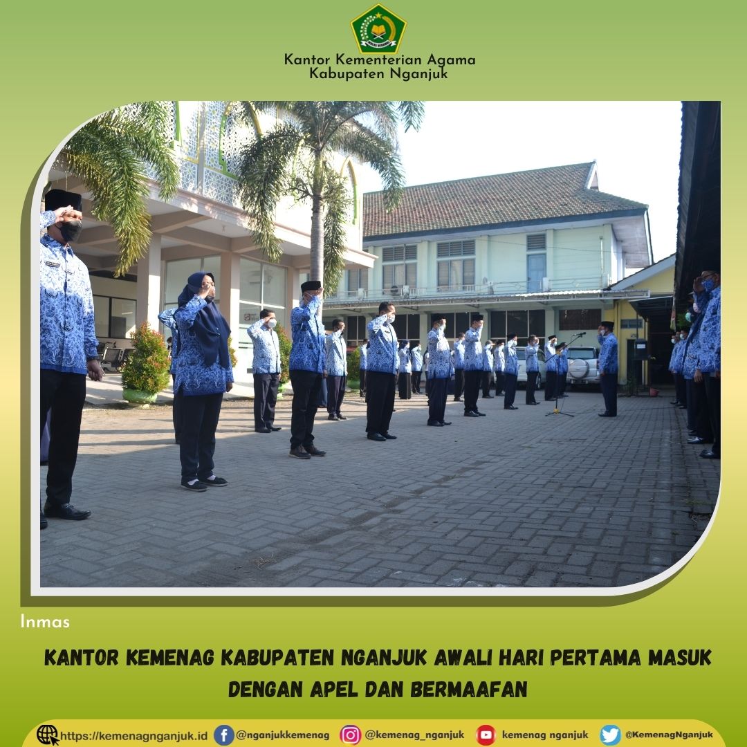 Kantor Kemenag Kabupaten Nganjuk Awali Hari Pertama Masuk Dengan Apel dan Bermaafan