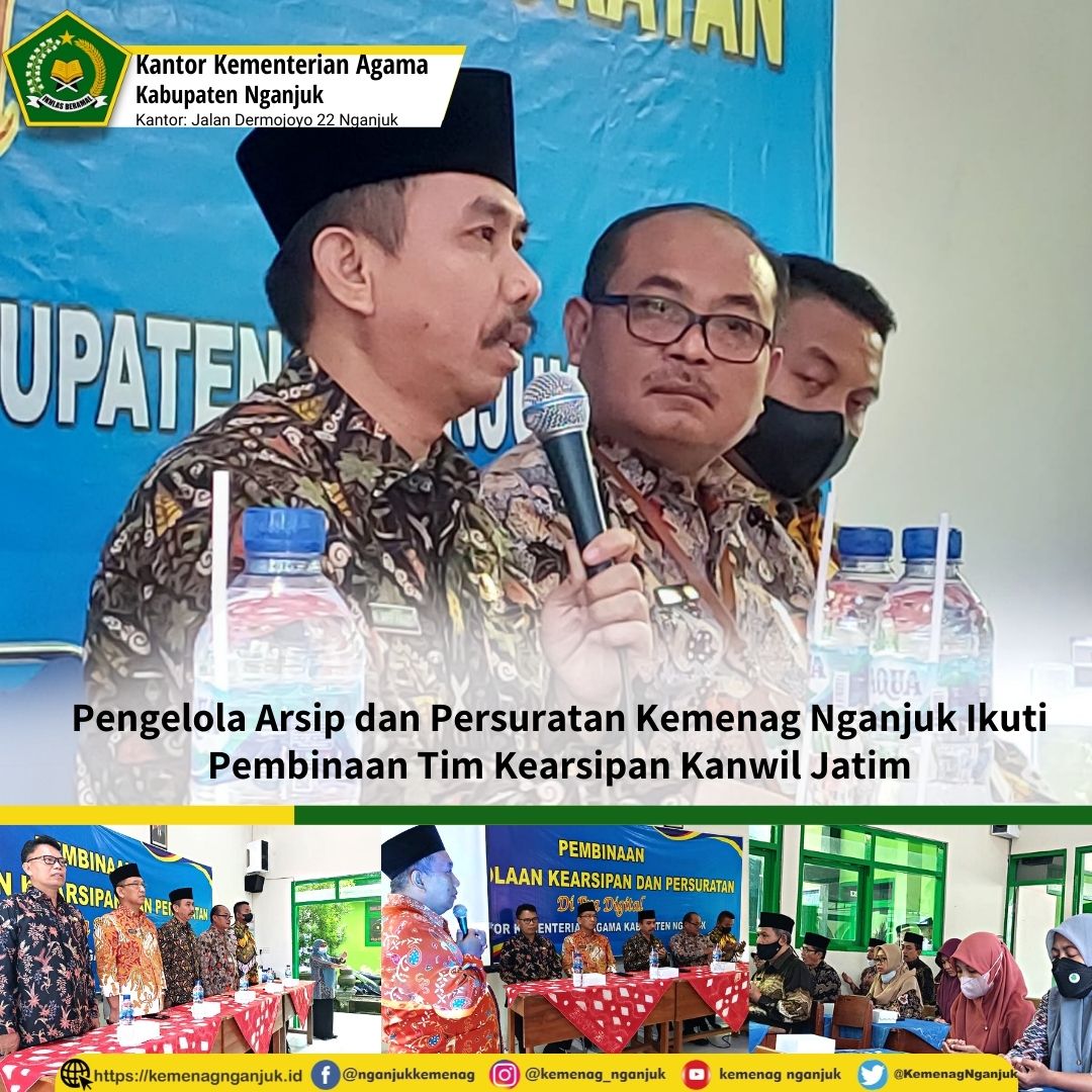 Pengelola Arsip dan Persuratan Kemenag Nganjuk Ikuti Pembinaan Tim Kearsipan Kanwil Jatim