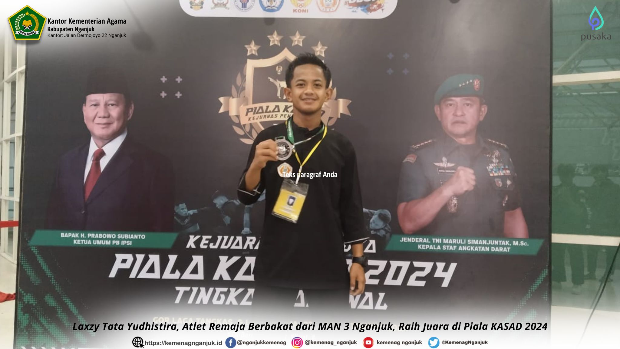 Laxzy Tata Yudhistira, Atlet Remaja Berbakat dari MAN 3 Nganjuk, Raih Juara di Piala KASAD 2024