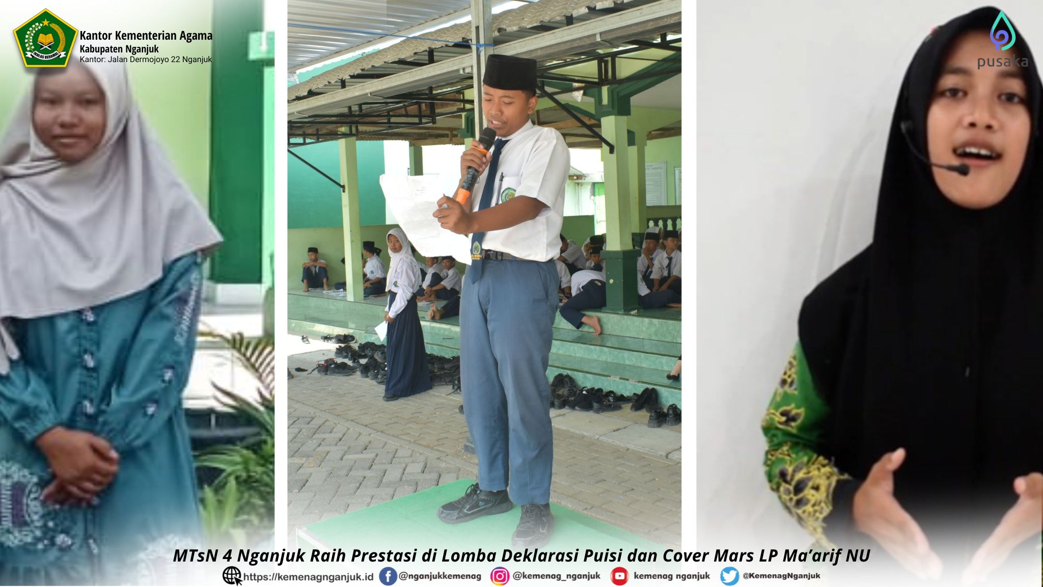 MTsN 4 Nganjuk Raih Prestasi di Lomba Deklarasi Puisi dan Cover Mars LP Maarif NU