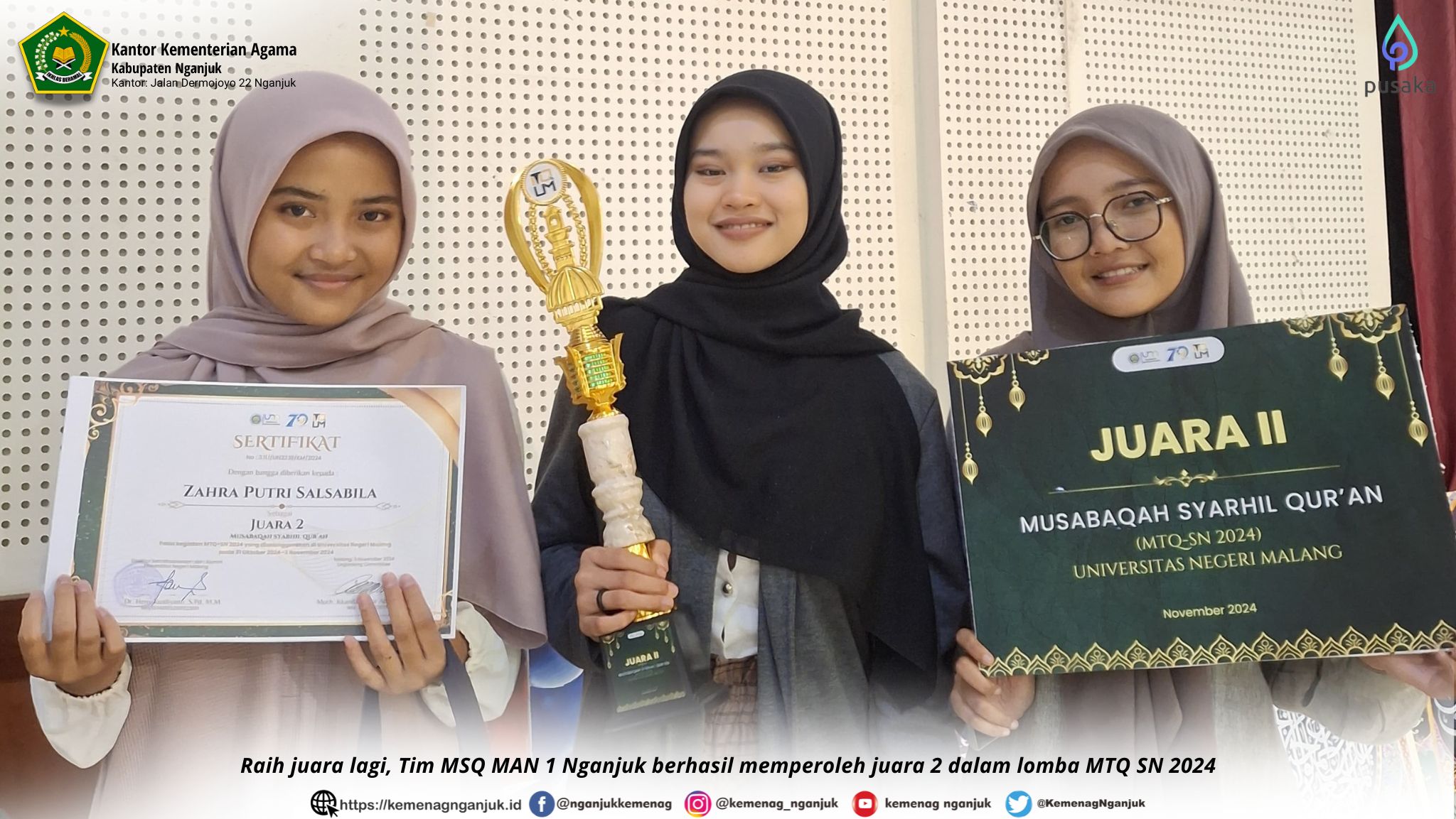 Raih juara lagi, Tim MSQ MAN 1 Nganjuk berhasil memperoleh juara 2 dalam lomba MTQ SN 2024