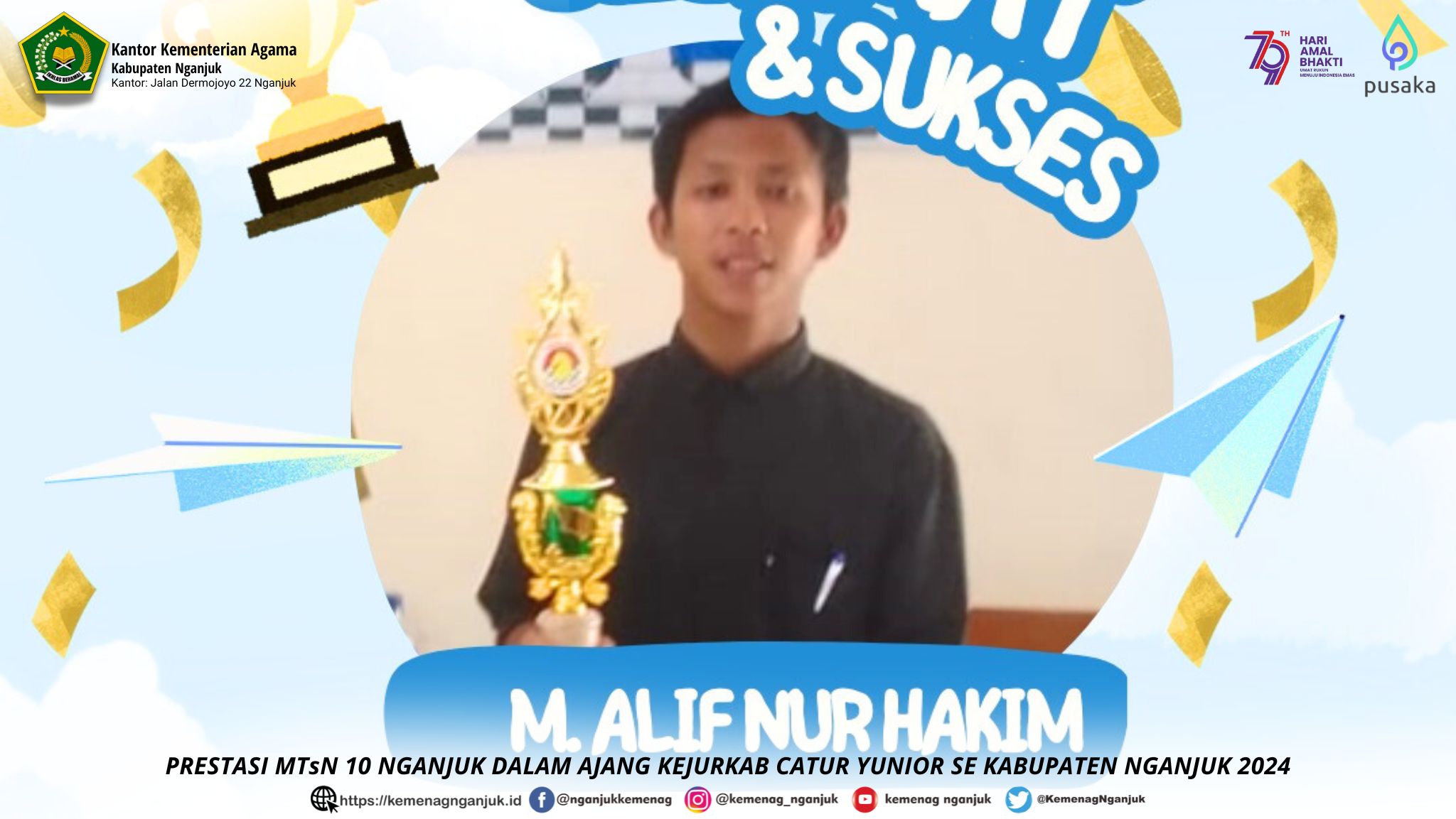 PRESTASI MTsN 10 NGANJUK DALAM AJANG KEJURKAB CATUR YUNIOR SE KABUPATEN NGANJUK 2024