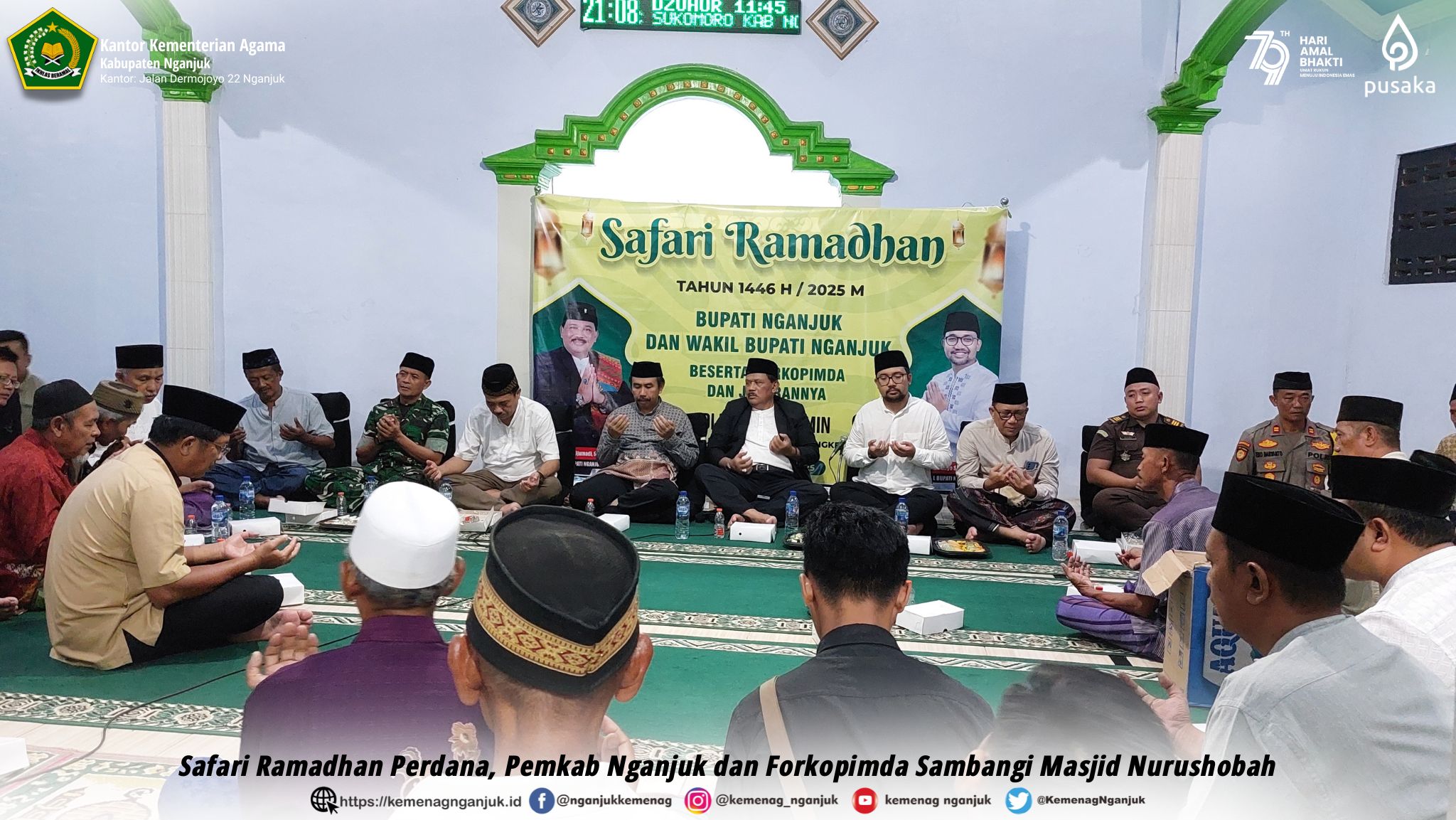 Safari Ramadhan Perdana, Pemkab Nganjuk dan Forkopimda Berbuka dan Tarawih Bersama