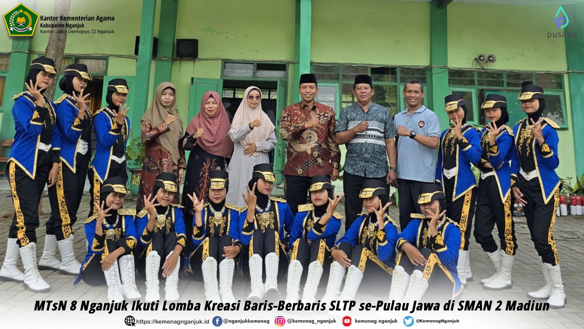 MTsN 8 Nganjuk Ikuti Lomba Kreasi Baris-Berbaris SLTP se-Pulau Jawa di SMAN 2 Madiun