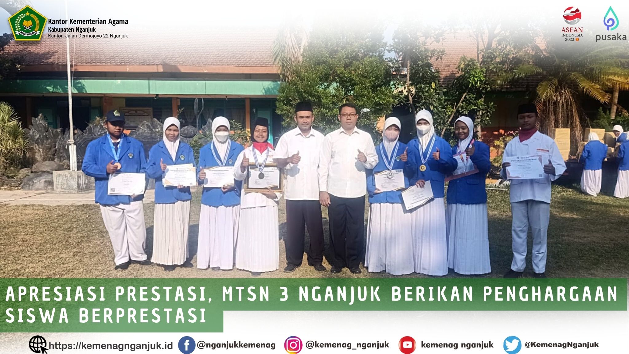 Apresiasi Prestasi, MTsN 3 Nganjuk Berikan Penghargaan Siswa Berprestasi